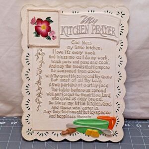 Vintage "My Kitchen Prayer" Wall Plaque Religious Cottage Granny Farm